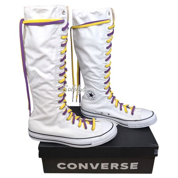 Converse CTAS XXHI White Purple Yellow Knee High Sneaker Boot M11.5 W13.5 NEW - Picture 4 of 9